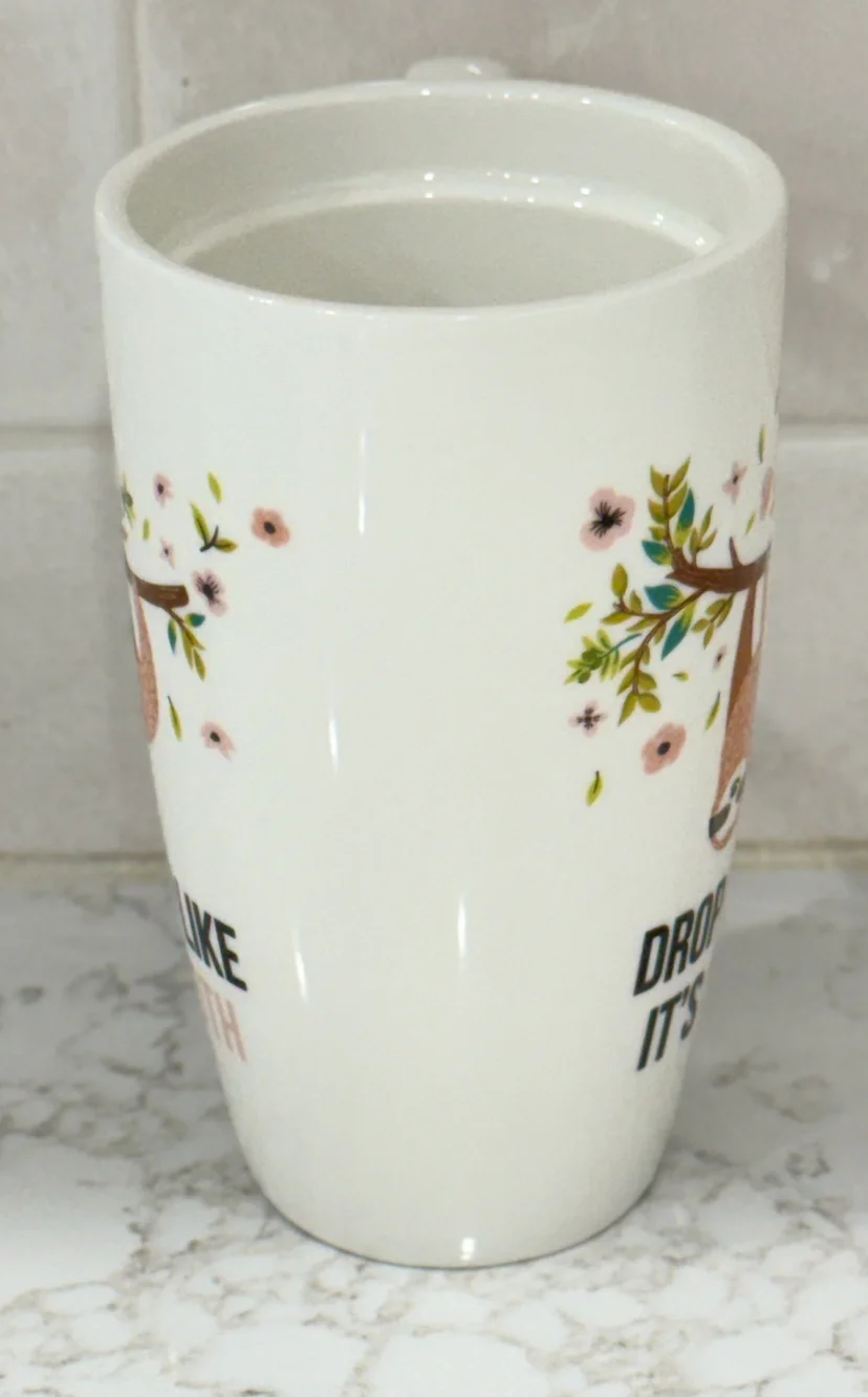 Coco Lola Sloth Mug Drop It Like Its Sloth Tall Ceramic Coffee Cup White 18oz